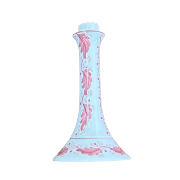 Hand Painted Candlestick | Pink Garland | Mews Furnishings