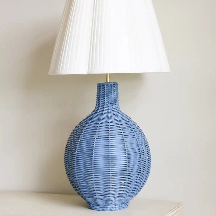 Rattan Fig Lamp Base in Blue