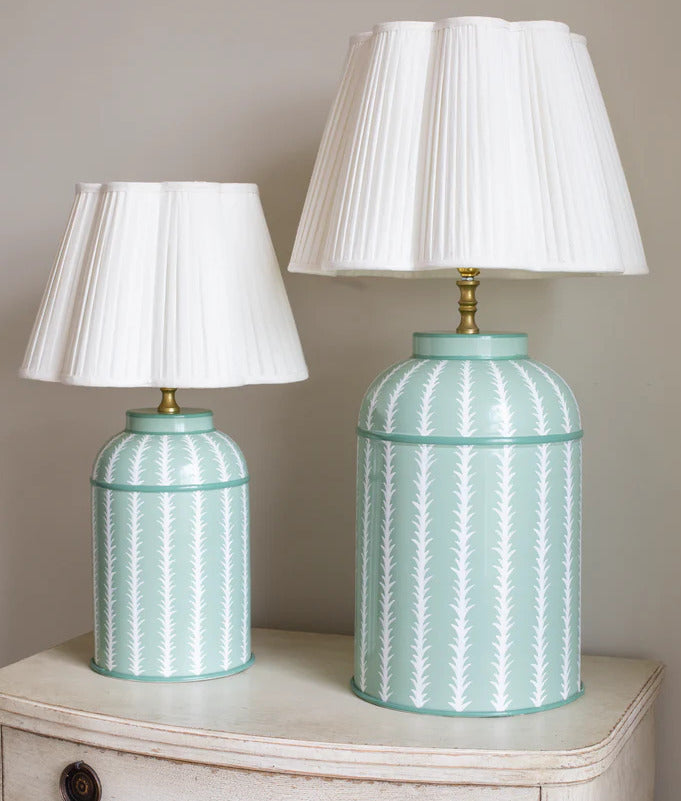 Green& White Fern Design Lamp base  | Patton House