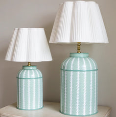 Green & White Fern Design Lamp Base- Small & Large