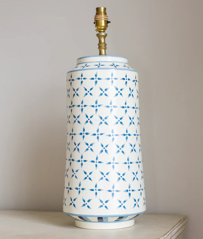 Blue & White Criss Cross Design Lamp base  | Patton House