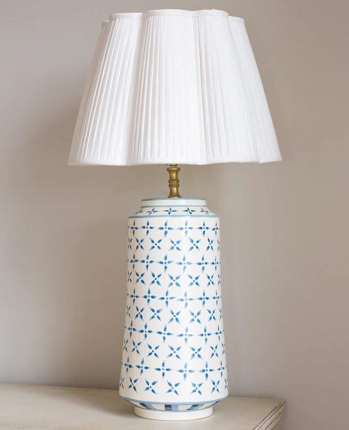 Blue & White Criss Cross Design Lamp base  | Patton House