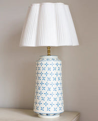 Blue & White Criss Cross Design Lamp base  | Patton House