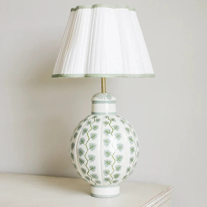 Hand-painted Toleware Green Vine Pumpkin Lamp | Patton House