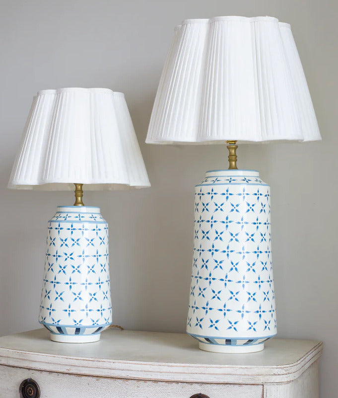 Blue & White Criss Cross Design Lamp base  | Patton House