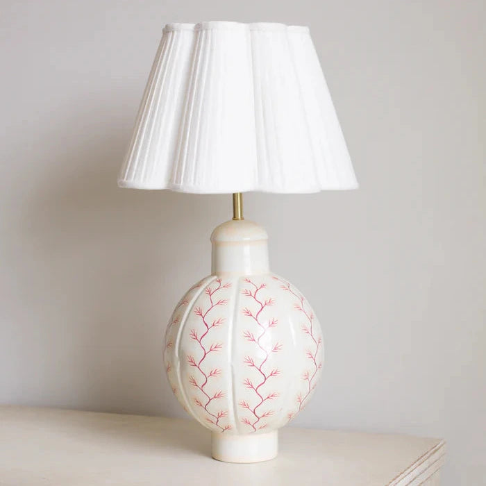 Hand-painted Toleware Pink Vine Pumpkin Lamp | Patton House
