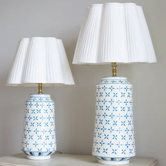 Blue & White Criss Cross Design Lamp Base- Large & Small