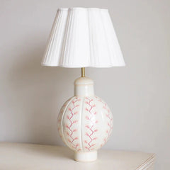 Hand-painted Toleware Pink Vine Pumpkin Lamp | Patton House