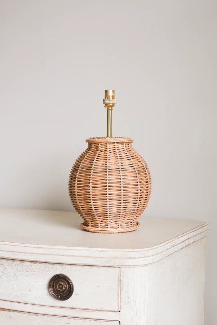 Rattan Small Ball Lamp Base in Natural | Patton House