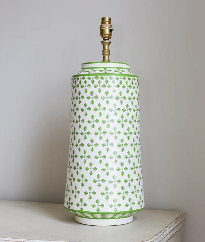 Green & White Clover Design Lamp base  | Patton House