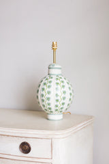 Hand-painted Toleware Green Vine Pumpkin Lamp | Patton House