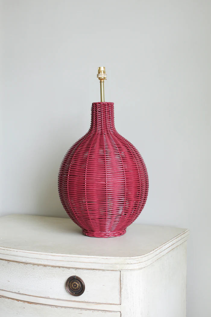 Rattan Fig Lamp Base in Red | Patton House