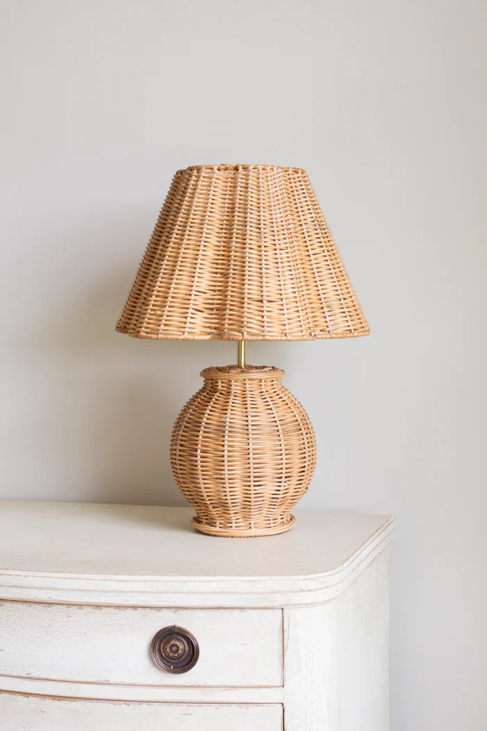 Rattan Small Ball Lamp Base in Natural | Patton House