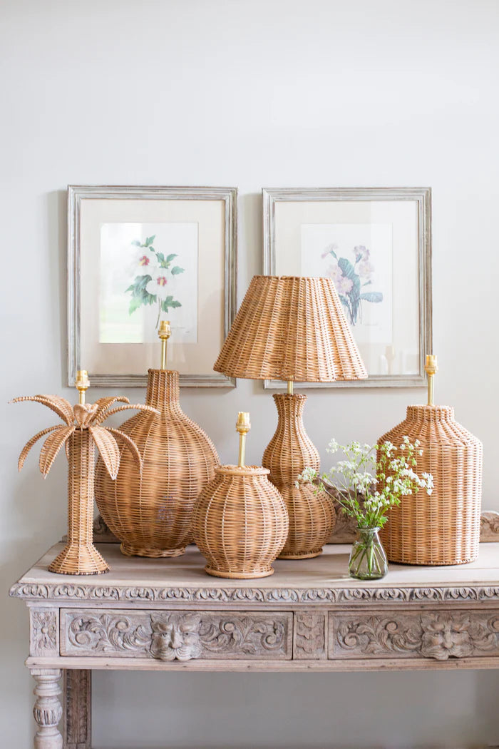 Rattan Palm Tree Lamp Base in Natural | Patton House