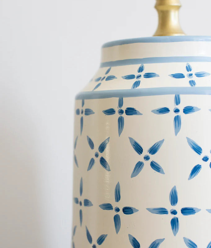 Blue & White Criss Cross Design Lamp base  | Patton House