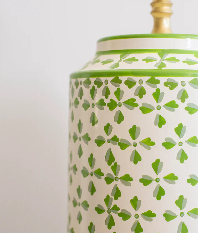 Green & White Clover Design Lamp base  | Patton House