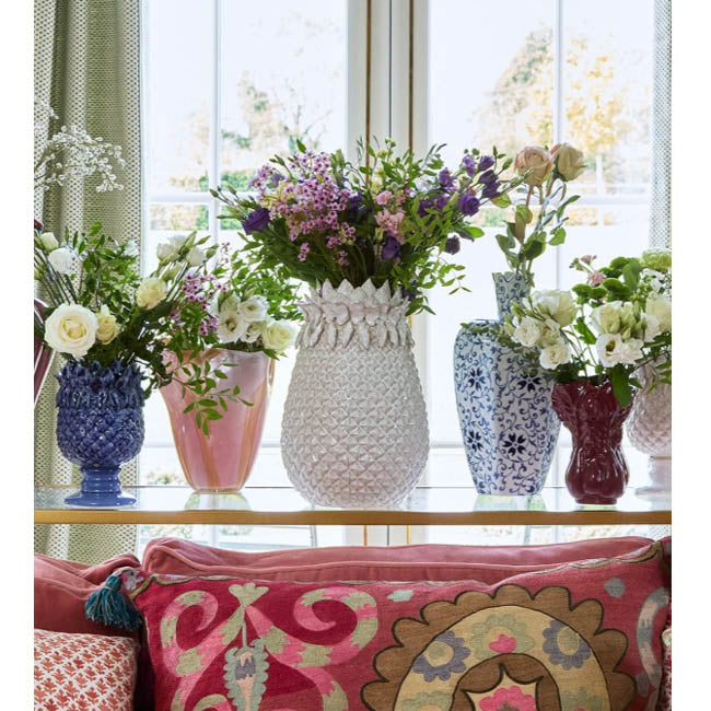 "Pink Glass Vase with Scallop Design | Casa JJ
"