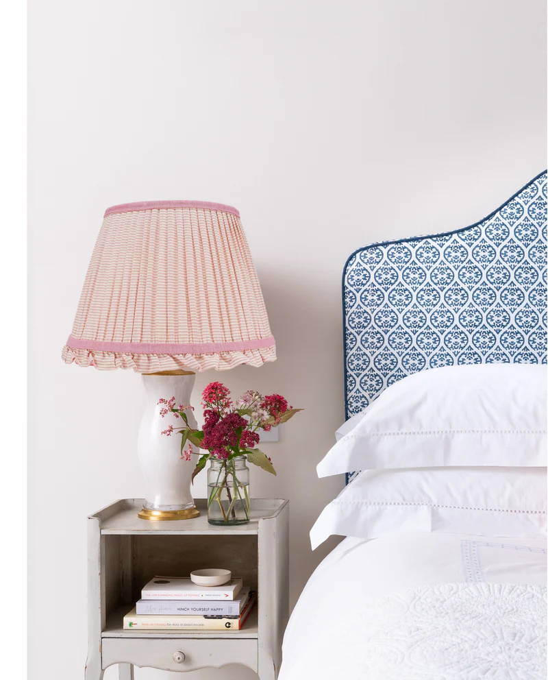 Pink Striped Empire Lampshade with Frill | Rosana Lonsdale