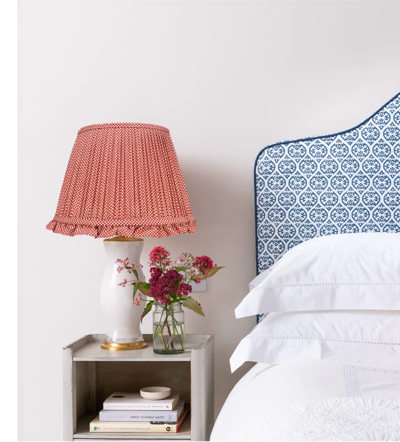 Red Check Lampshade With Frill |Rosana Lonsdale