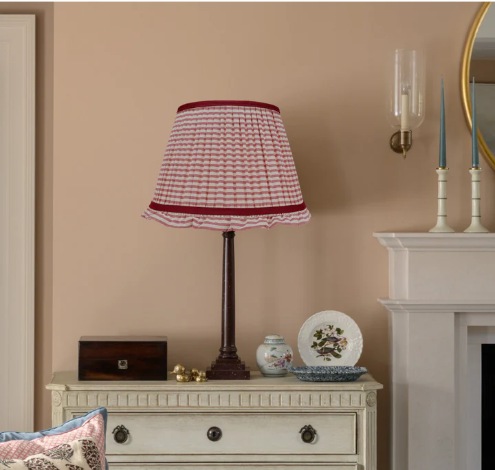 Red Striped Empire Lampshade with Frill | Rosana Lonsdale