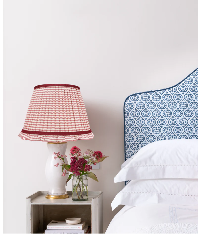 Red Striped Empire Lampshade with Frill | Rosana Lonsdale