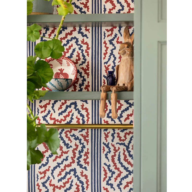 Twist & Stripe | Red and Blue Wallpaper | Mews Furnishings