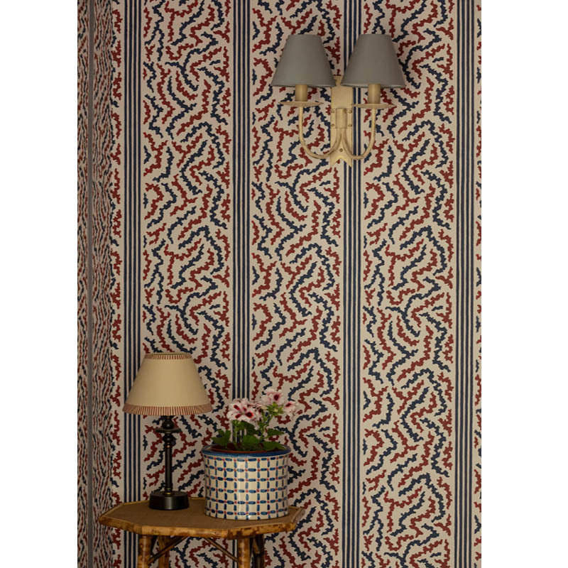 Twist & Stripe | Red and Blue Wallpaper | Mews Furnishings
