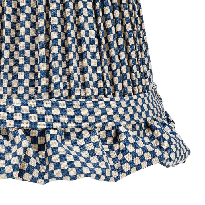 Blue Check Empire Lampshaded with Frill | Rosana Lonsdale