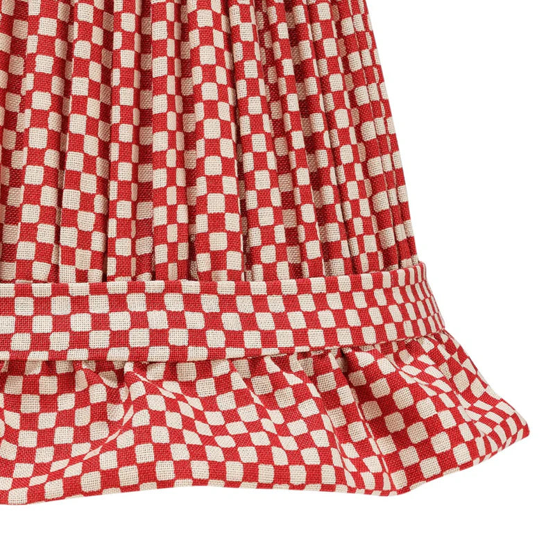 Red Check Lampshade With Frill |Rosana Lonsdale