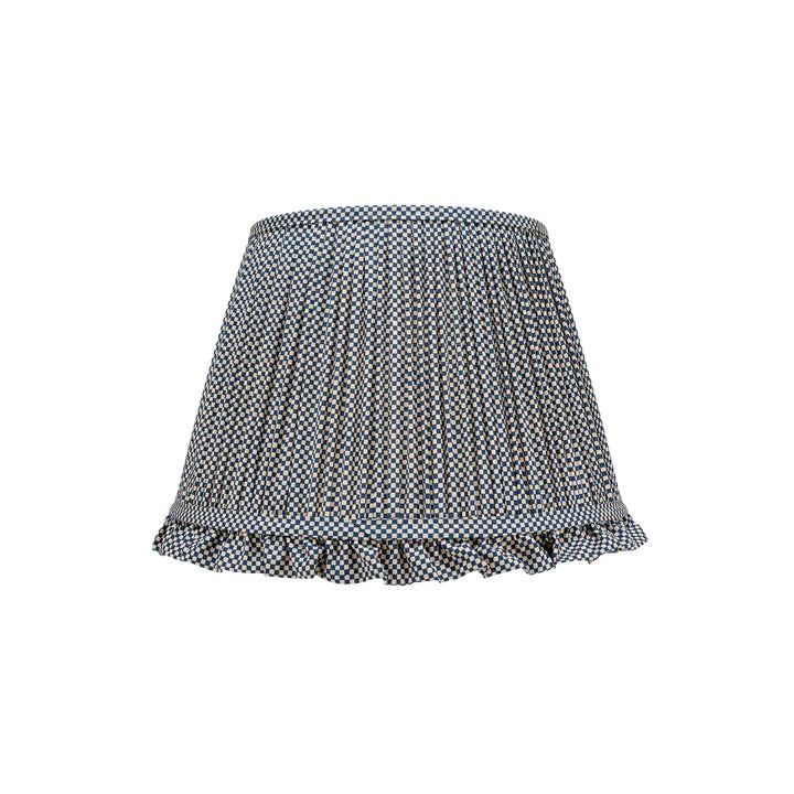 Blue Check Empire Lampshaded with Frill | Rosana Lonsdale