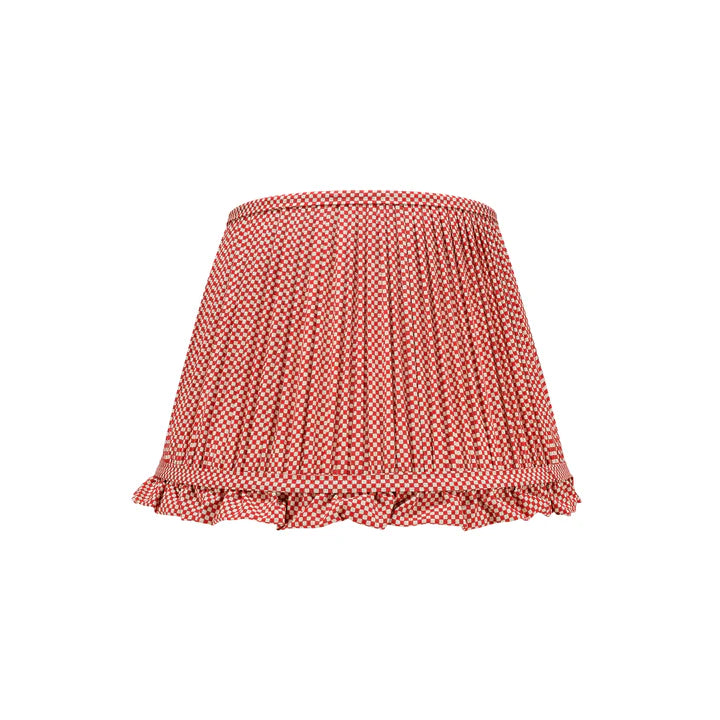 Red Check Lampshade With Frill |Rosana Lonsdale