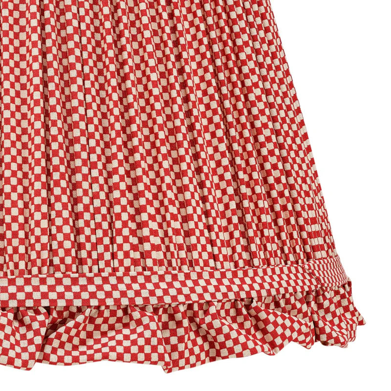 Red Check Lampshade With Frill |Rosana Lonsdale