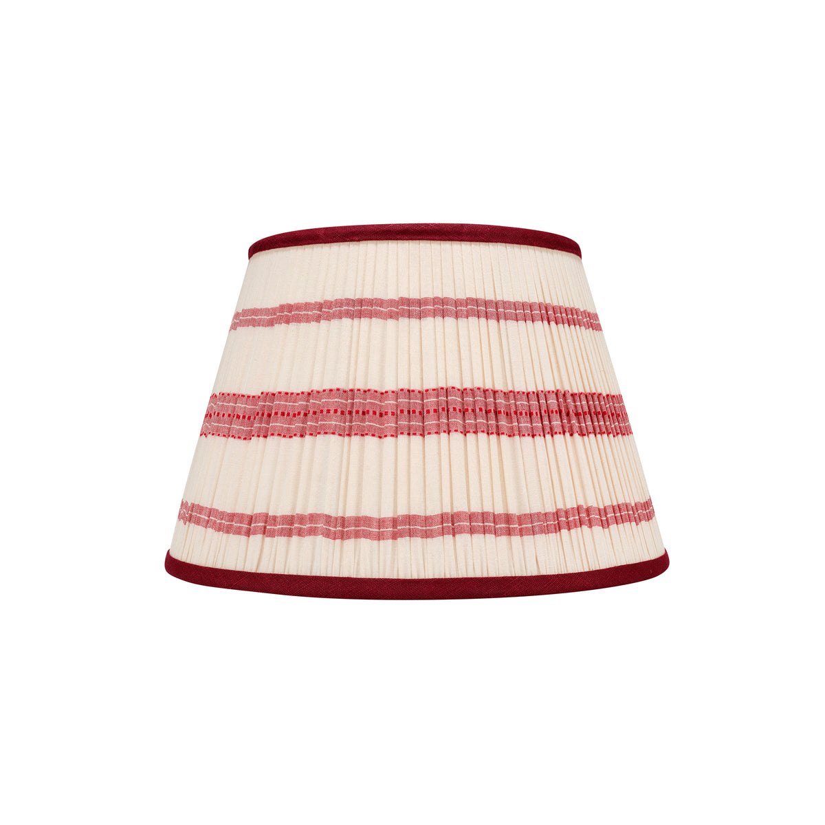 Embroided Red Striped Gathered Straight Empire Lampshade