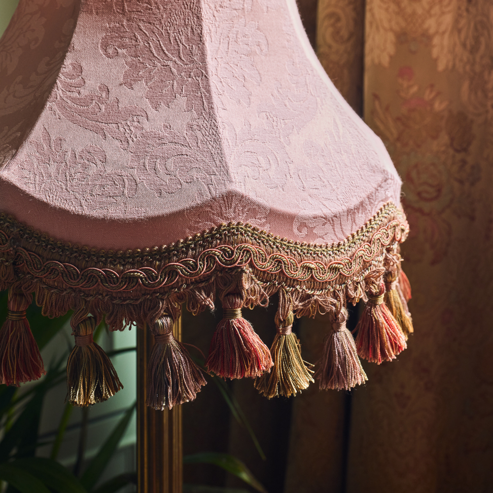 Pink Damask Lampshade with Tassel Fringe | Tinker & Tallulah