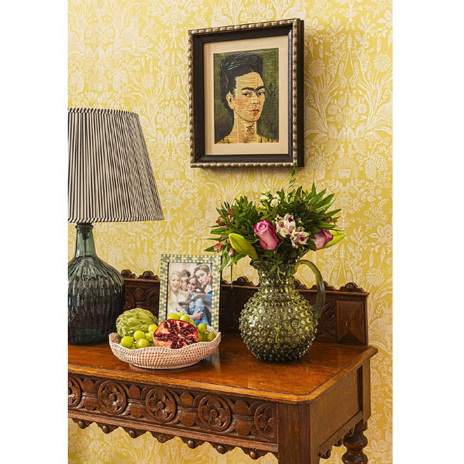 Round Rattan Scalloped Tray | Pink | Casa JJ