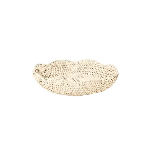 Round Rattan Scalloped Tray | Soft Yellow | Casa JJ