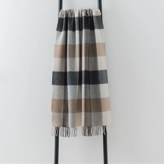 Green Check Throw | Merino Wool | Isle Mill | Dunira Sorbet