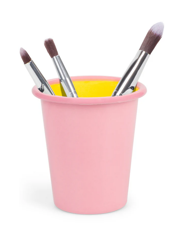 Set of 4 Enamel Tumblers in Old Rose / Sulphur Yellow, British Colour Standard