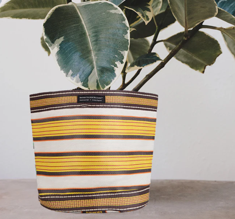 Large 25cm  Eco Woven Plant Pot Cover in Tuscan Yellow, Pearl & Rose Beige, British Colour Standard