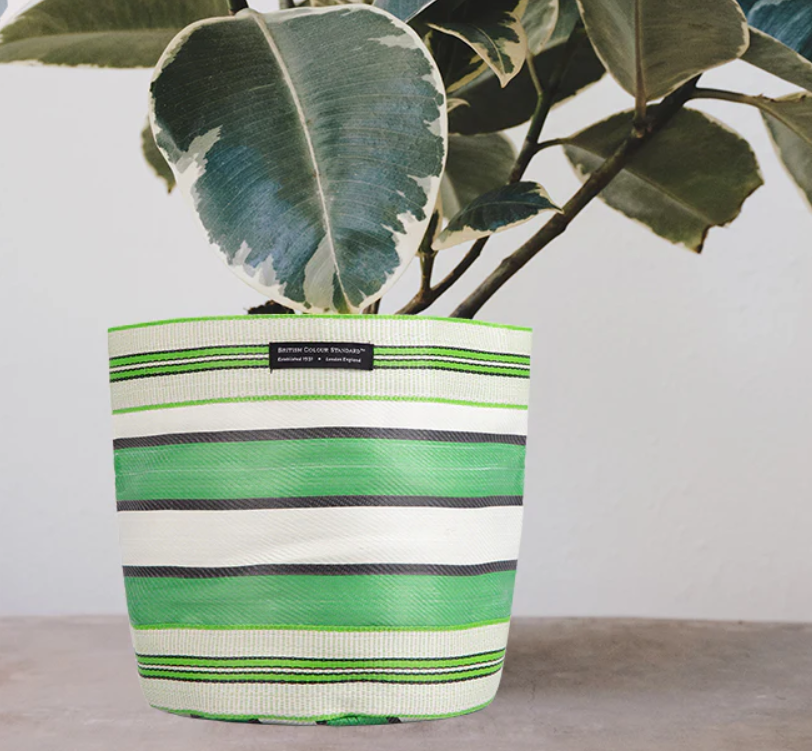 Large 25cm Eco Woven Plant Pot Cover in Grass Green, Indigo & Pearl, British Colour Standard