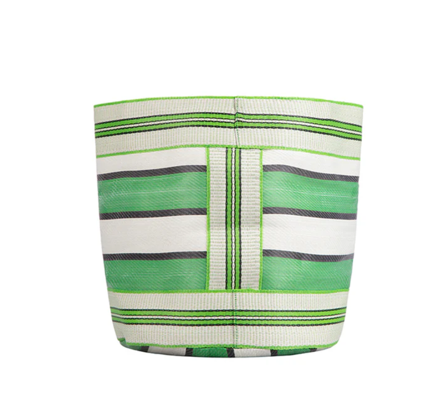Large 25cm Eco Woven Plant Pot Cover in Grass Green, Indigo & Pearl, British Colour Standard