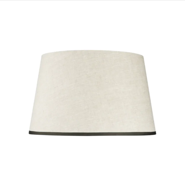 Rosana Lonsdale Stretched Ivory Linen Lampshade with Cloud Green Coloured Trim 