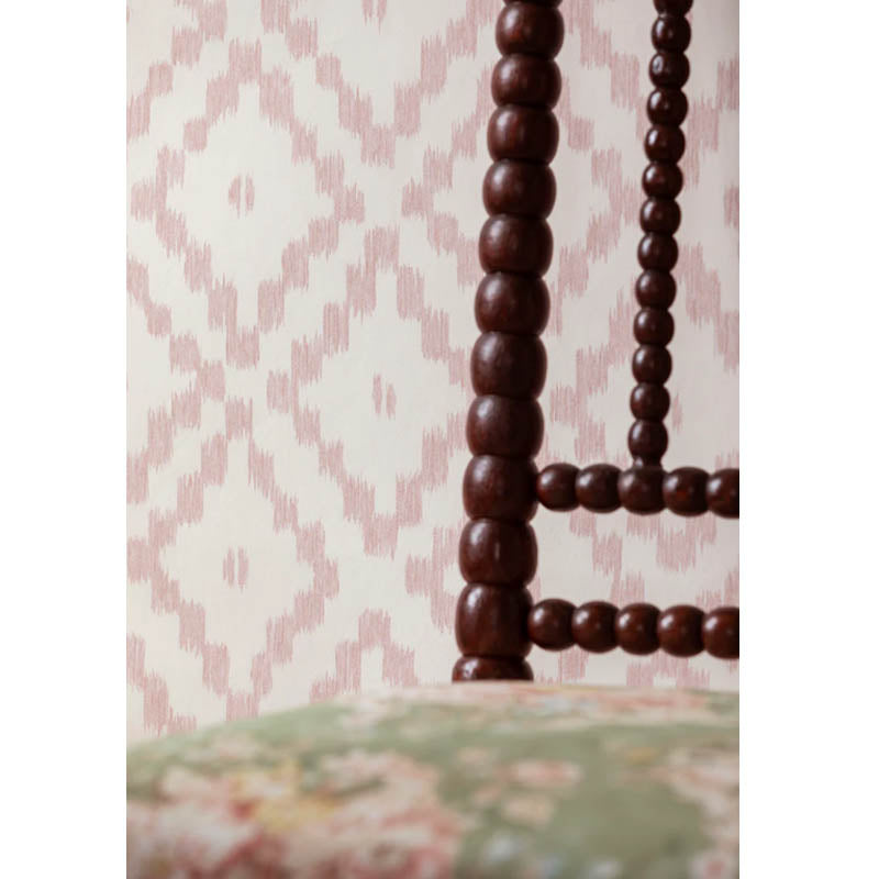 Serra Sol Pink Wallpaper | Ikat Chevron | Mews Furnishings
