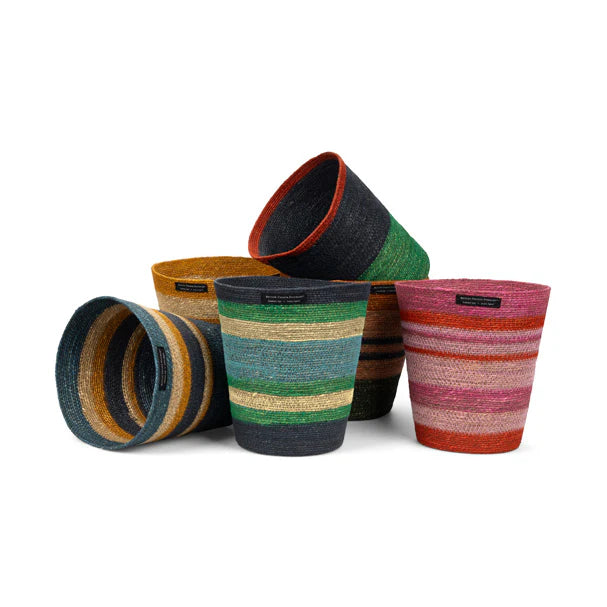 Seagrass Waste Paper Basket in Beryl & Midnight | British Colour Standard
