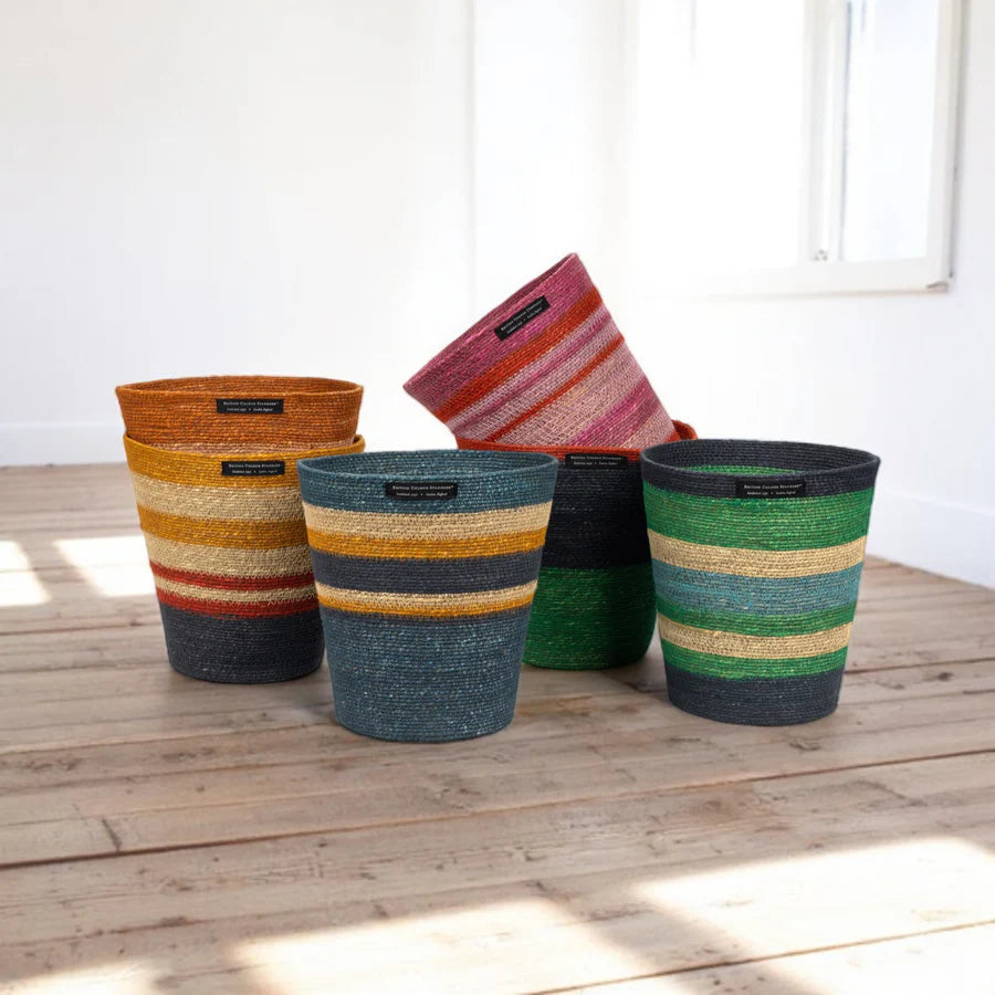Seagrass Waste Paper Basket in Beryl & Midnight | British Colour Standard