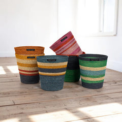 Seagrass Waste Paper Basket in Beryl & Midnight | British Colour Standard