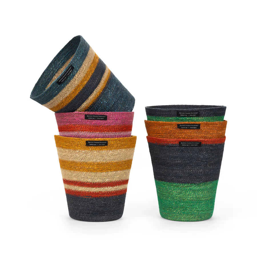 Seagrass Waste Paper Basket in Pompadour & Midnight Blue | British Colour Standard