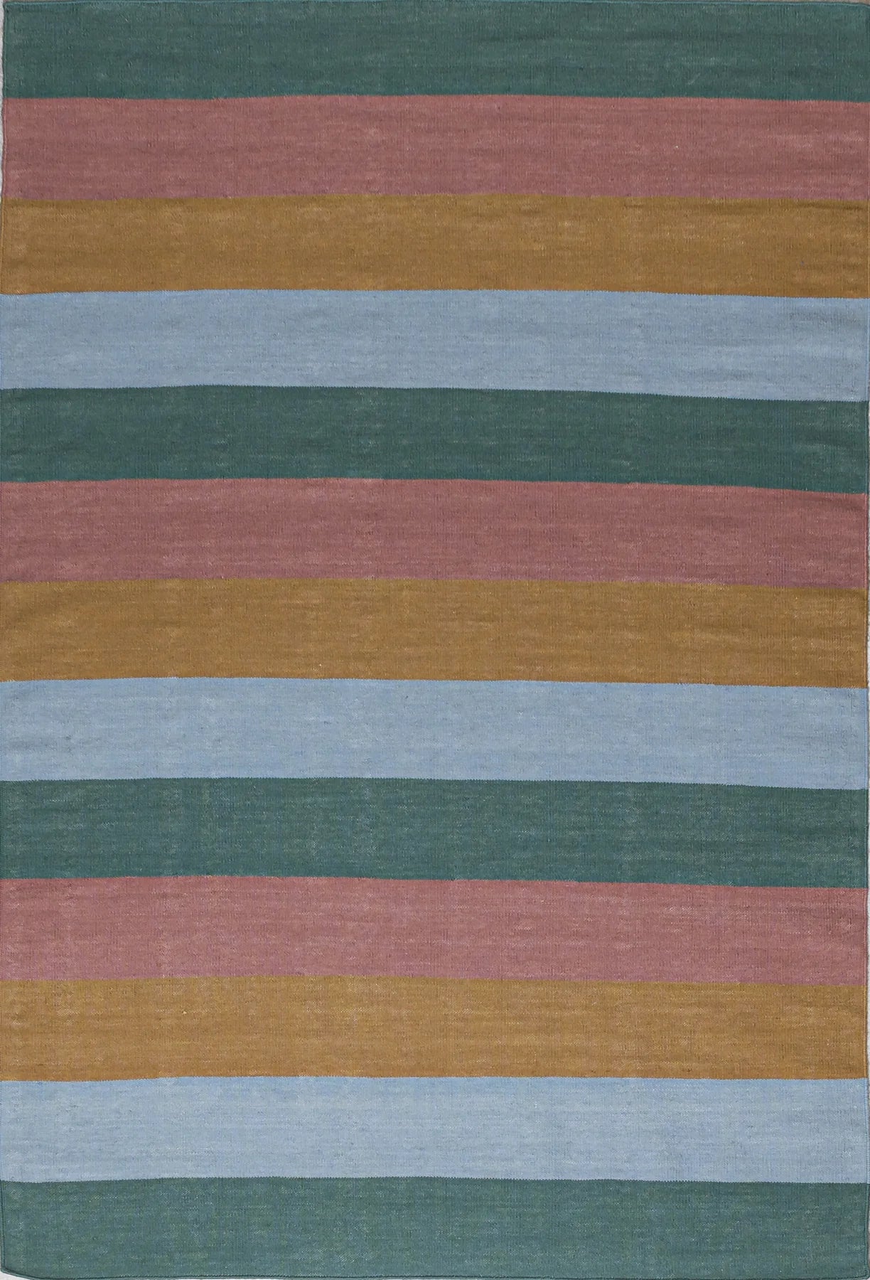Stripes 2 Flatwoven Wool Rug | Blue, Green,Pink & Yellow | Amy Kent