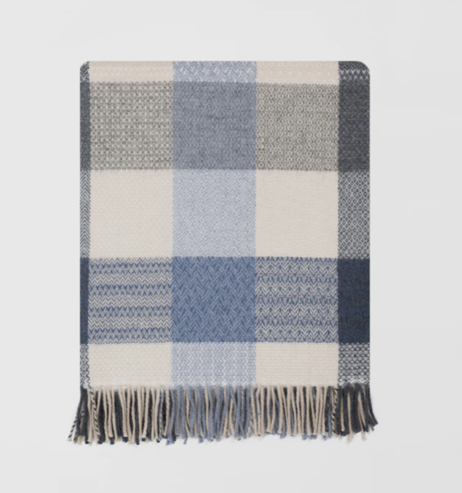 Blue Check Throw | Merino Wool | Isle Mill | Patchwork Coastline
