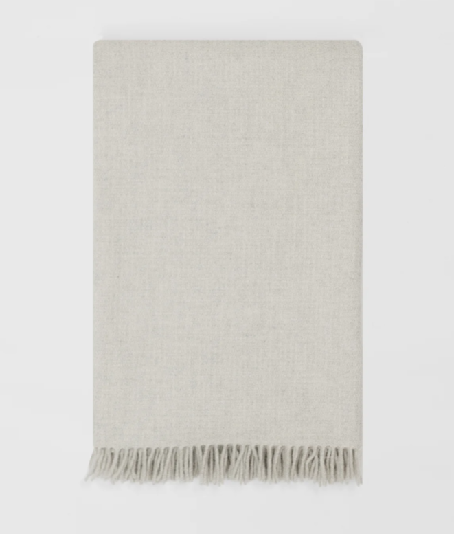 Large Light Grey Throw | Merino Wool | Isle Mill | Clove Silver